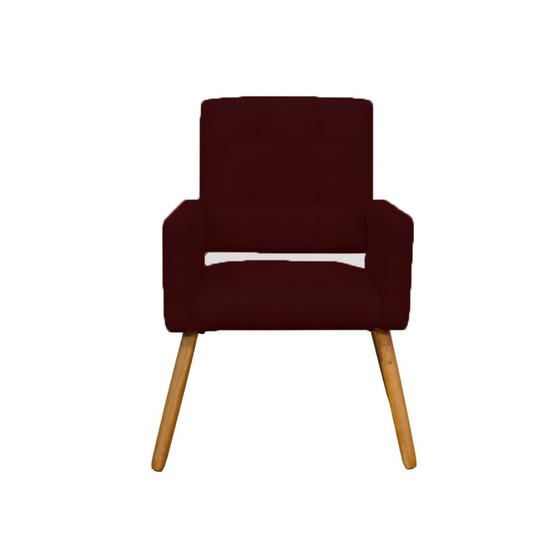 Imagem de Poltrona Decorativa Sofá Camila Quarto Sala Estar Salão Beleza Suede Vermelho Bordô - Dl Decor