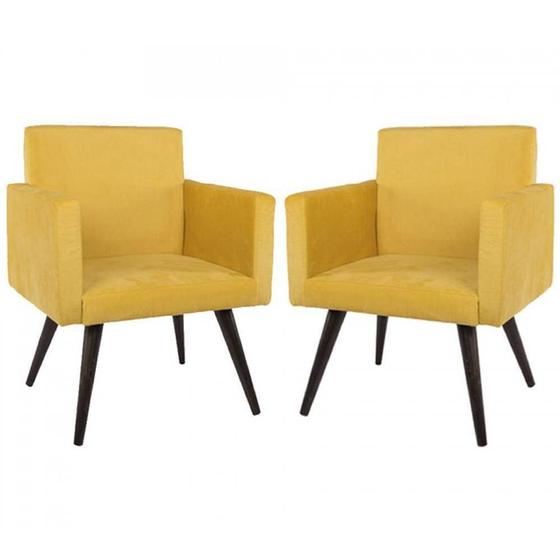 Imagem de Poltrona Decorativa Suede Amarelo 2 Peças Mobile