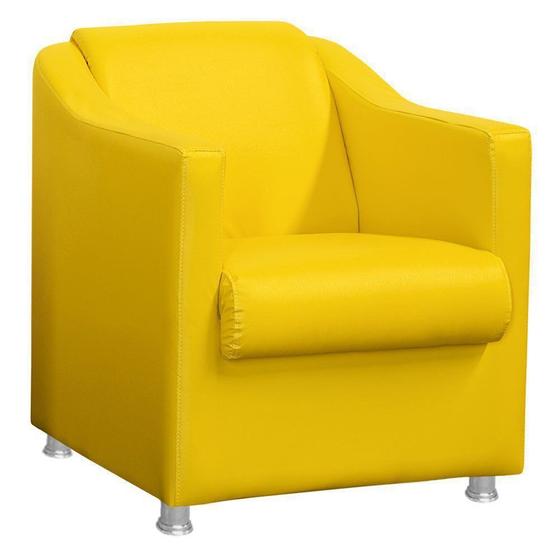 Poltrona Decorativa Tilla Pés Cromado material sintético Amarela - DS Móveis Menor preço em Poltrona Decorativa Tilla Pés Cromado material sintético Amarela - DS Móveis