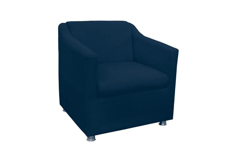 Imagem de Poltrona Decorativa Tilla Pés Cromado Suede Azul Marinho - DS Estofados