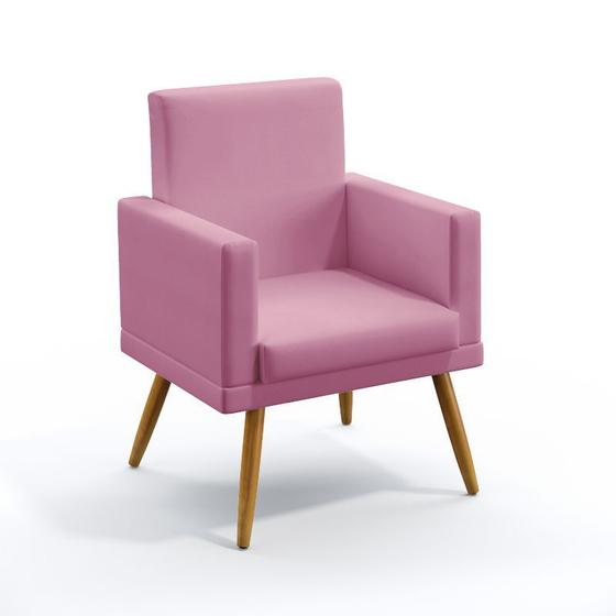 Imagem de Poltrona Decorativa Vega Com Rodapé Suede Rosê Aradecor