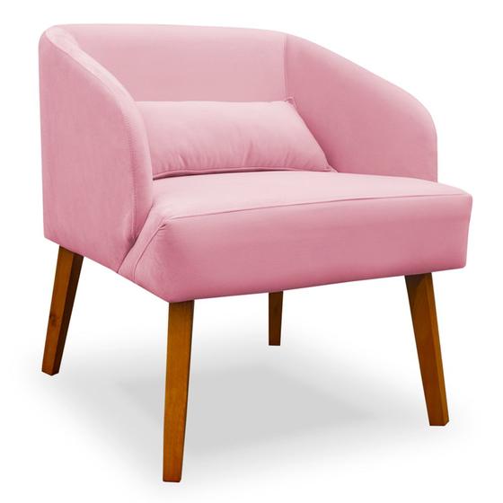 Imagem de Poltrona Decorativa Virgínia Veludo Rosa - Montanaris Decor