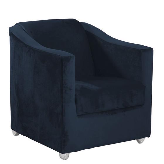 Imagem de Poltrona Decorativa Vitoria  Suede Deluxe Azul Escuro