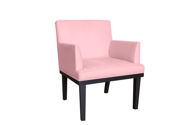 Imagem de Poltrona Decorativa Vitória Suede Rosa Bebê Pés Madeira Mz Decor