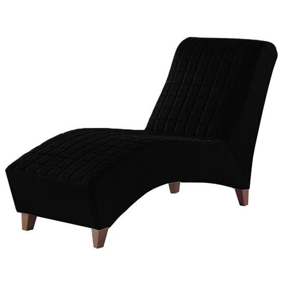 Poltrona Divã Chaise Longue Individual Preta Simov Decor Poltronas