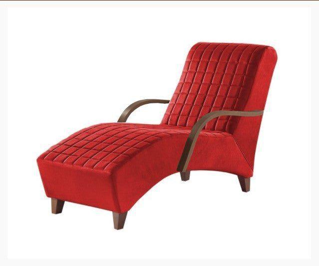 Imagem de Poltrona Divan Chaise Com Braços Vermelho Sued
