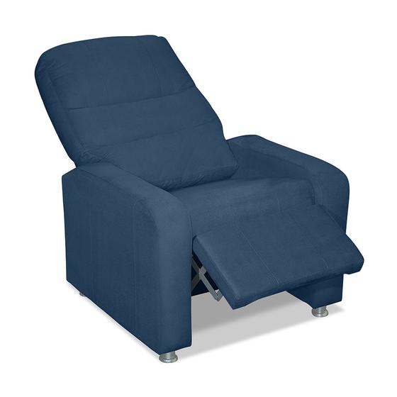 Poltrona Do Papai Reclinável Confortável mecanismo manual Suede Azul marinho Menor preço em Poltrona Do Papai Reclinável Confortável mecanismo manual Suede Azul marinho