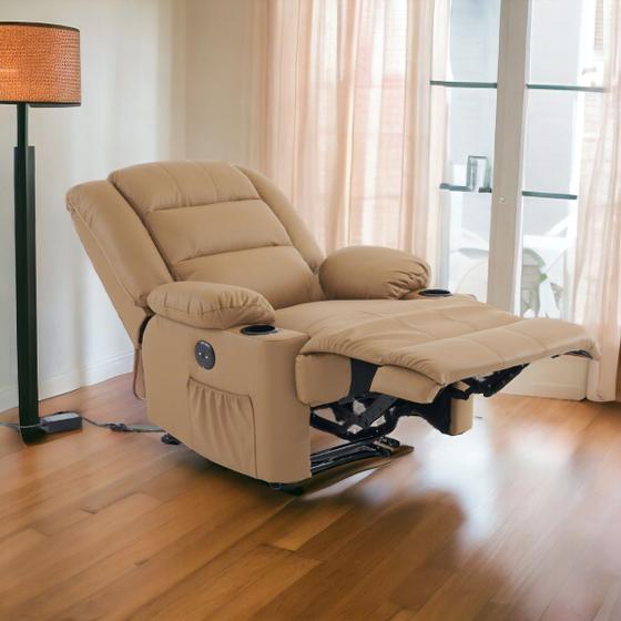Imagem de Poltrona do Papai Reclinavel Elétrica Porto Korin Premium Caramelo