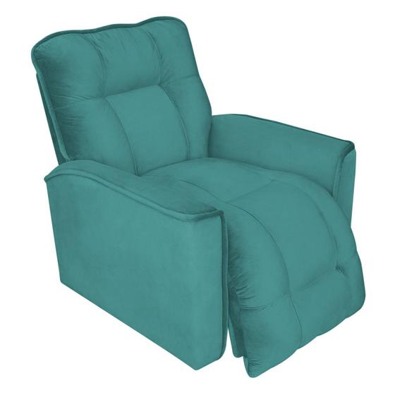 Imagem de Poltrona do Papai Reclinável Manual Comfort Veludo Azul Turquesa - Montanaris Decor