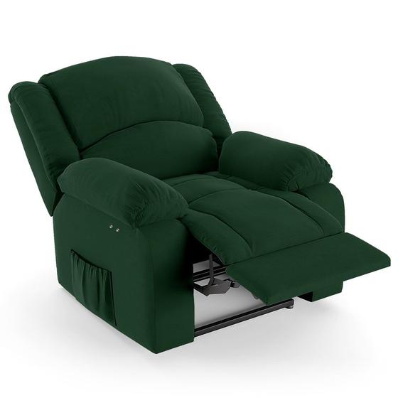 Imagem de Poltrona do Papai Reclinável Pietra Power Touch Massagem FH9 Veludo Verde - Mpozenato