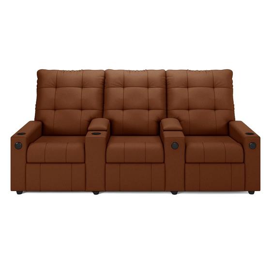 Imagem de Poltrona do Papai Reclinável Sala de Cinema Barcelona Glider Manual Giratória USB PU Caramelo  G23