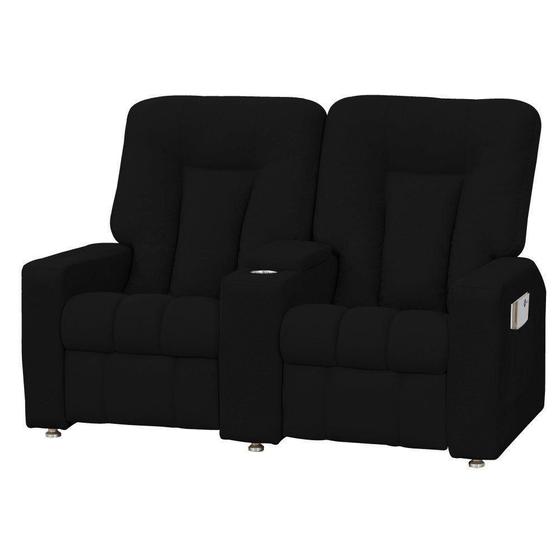 Imagem de Poltrona Dupla Reclinável para Cinema Jetta MX8 Suede Pena Preto B-379 - Matrix