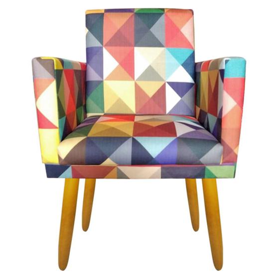 Imagem de Poltrona Estampada Nina Triangulos para Costura Rodapé - 2M Decor