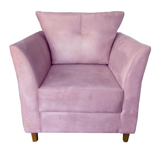 Imagem de Poltrona Estofada c/ almofada Isis Recepção Consultório Suede Rosa Bebê - Dl Decor