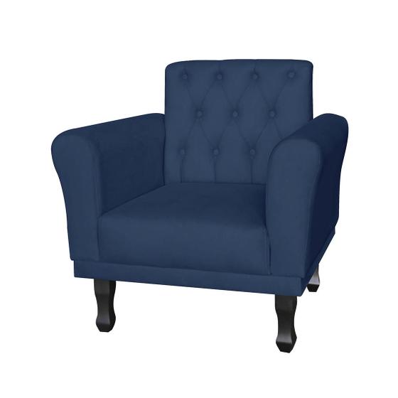 Imagem de Poltrona Estofada Com Capitone Para Salão de Beleza Classic Suede Azul Marinho - LM DECOR