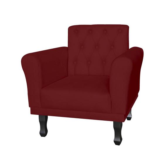 Imagem de Poltrona Estofada Com Capitone Para Salão de Beleza Classic Suede Vermelho Bordo - LM DECOR