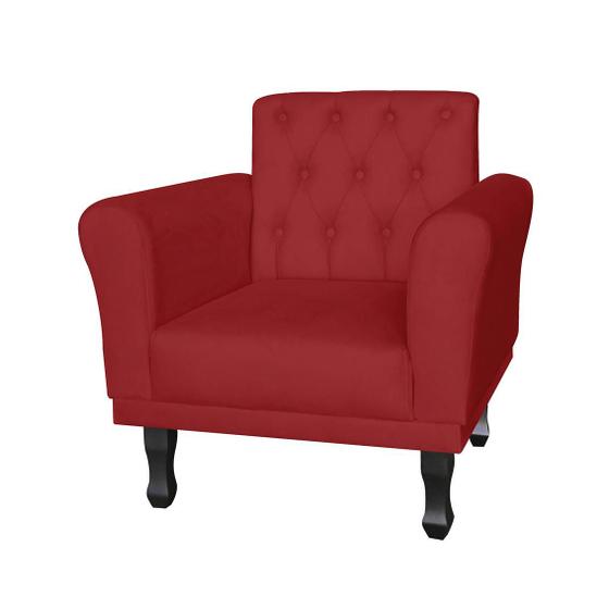 Imagem de Poltrona Estofada Com Capitone Para Salão de Beleza Classic Suede Vermelho - DL Decor