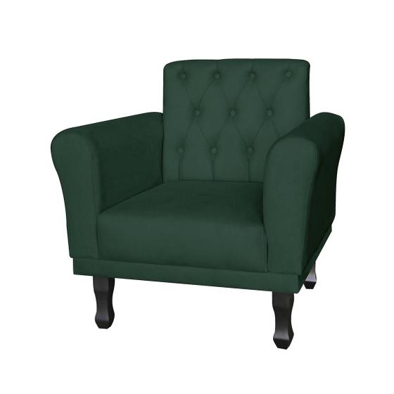 Imagem de Poltrona Estofada Decorativa Para Escritório Classic Suede Verde - LM DECOR