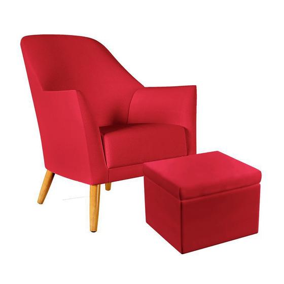 Imagem de Poltrona Estofada Orion com Puff Quasar Sued Vermelho Aradecor