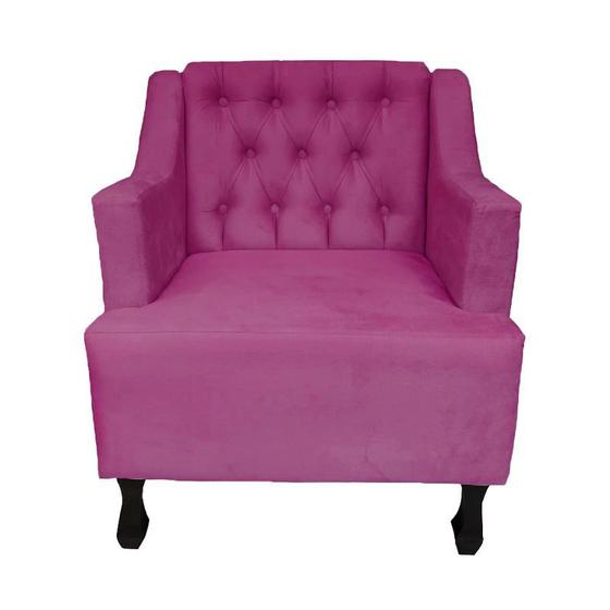 Imagem de Poltrona Estofada Para Hall de Entrada Heloisa Suede Rosa Pink DL Decor