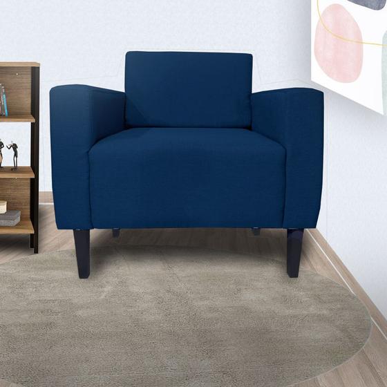 Imagem de Poltrona Estofada Para Quarto Closet Leticia Slim Suede Azul Marinho - LM DECOR