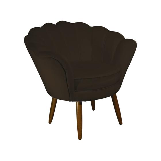 Imagem de Poltrona Estofada Para Sala de Estar Pés Palito Pétala Suede Marrom - INCASA DECOR