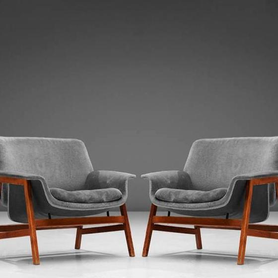 Imagem de Poltrona Frattini Base Preta em material ecológico ou Natural e Tecido Várias Cores - Datelli Design