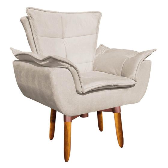 Imagem de Poltrona Giratória Opala Suede Bege Base Pés Palito 25 cm - D'Rossi
