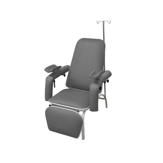 Imagem de Poltrona Hospitalar Para Coleta e Hemodiálise Com Suporte de Soro Standard Cinza
