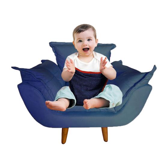 Imagem de Poltrona Infantil Mini Sofá Opalinha Pés Palito Suede Premium Decorativa Confortável Com Máxima Qualidade Pra Criança - Mr Deluxe 