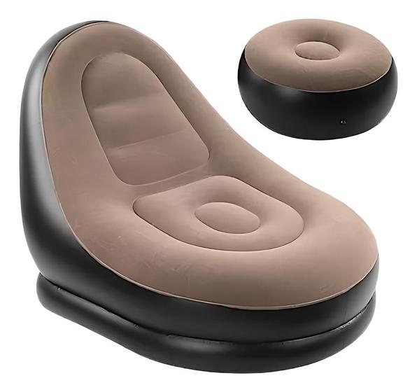 Imagem de Poltrona Inflável Confort lounge com Pufe Sofá confortável com encosto para os pés