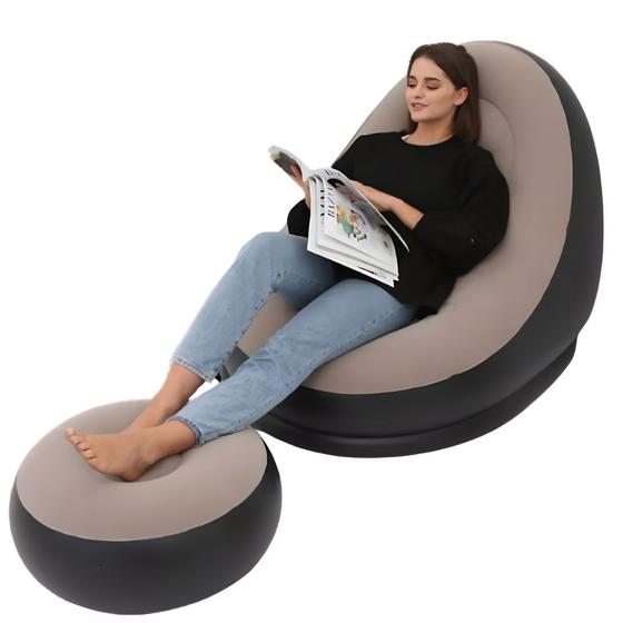 Poltrona Inflável Confort lounge com Pufe Sofá confortável com encosto para os pés - SoftLounge Imagem de Poltrona Inflável Confort lounge com Pufe Sofá confortável com encosto para os pés