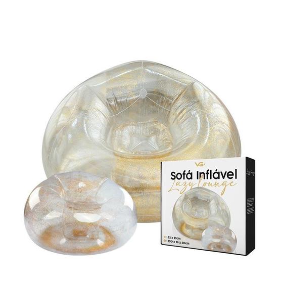 Imagem de Poltrona Inflável Ly Lounge Glitter Com Puff Vg Plus Gold