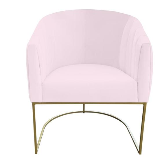 Imagem de Poltrona Julia com base de ferro Sala de estar Escritório Recepção Clinica Suede Rosa Bebê - D'Classe Decor