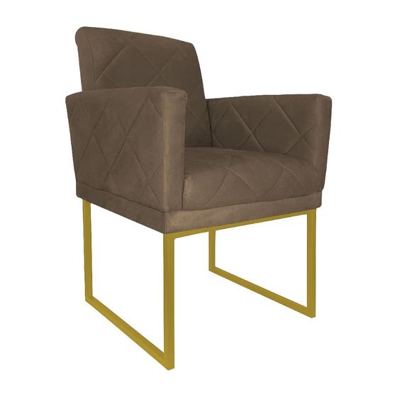 Imagem de Poltrona Klara Suede Cappuccino Base De Ferro Dourada  - Vallisa Decor