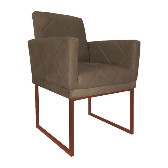 Imagem de Poltrona Klara Suede Cappuccino Base Metálica Cobre  - Belliv Decor