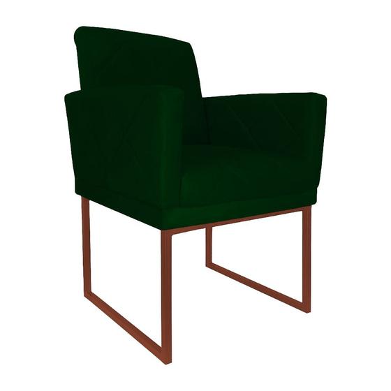 Imagem de Poltrona Klara Suede Verde Base De Ferro Cobre  - Belliv Decor