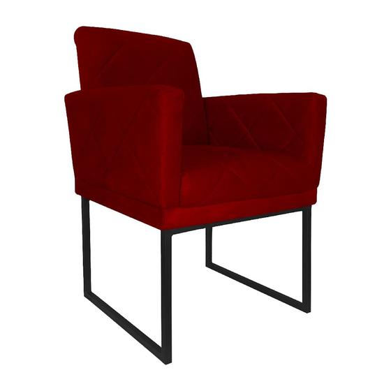 Imagem de Poltrona Klara Suede Vermelho Base De Ferro Preta  - Belliv Decor