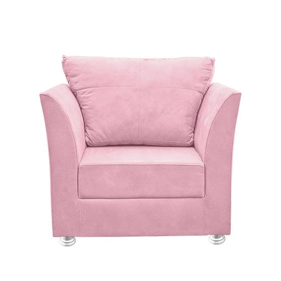 Imagem de Poltrona Lisboa Para Sala, Escritório, Salão ,Quarto Suede Rosa bebê- RV DECORA