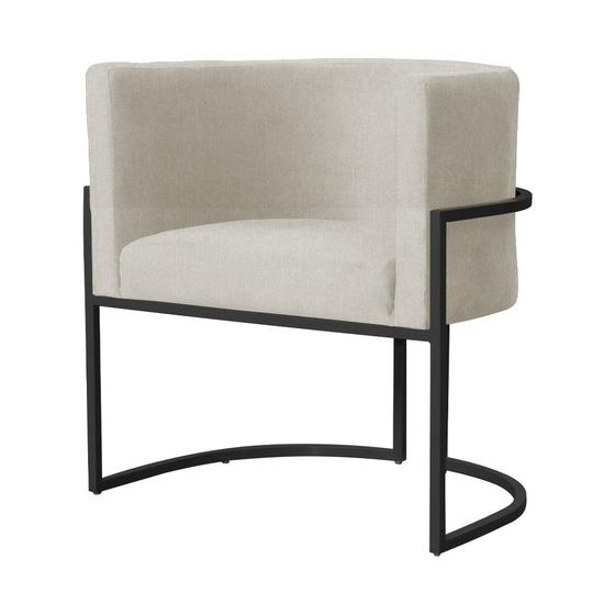 Imagem de Poltrona Luana Base Metálica Preta Suede Bege - Belliv Decor
