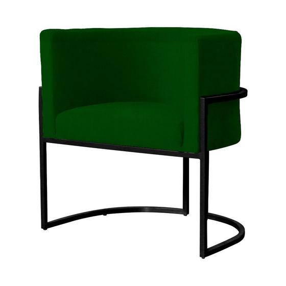 Imagem de Poltrona Luana Base Metálica Preta Suede Verde - Vallisa Decor