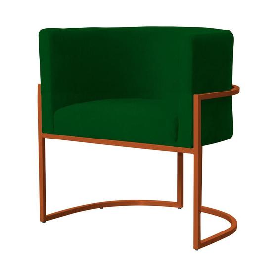 Imagem de Poltrona Luana Suede Verde Base Metálica Cobre - Belliv Decor