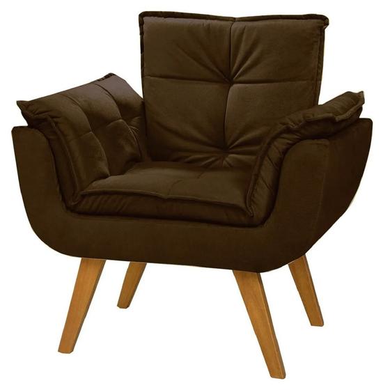 Imagem de Poltrona Luxo Decorativa Suede 1 Lugar Escritório Marrom Café