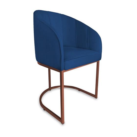 Imagem de Poltrona Mia Suede Azul Marinho Base Metálica Cobre - Vallisa Decor