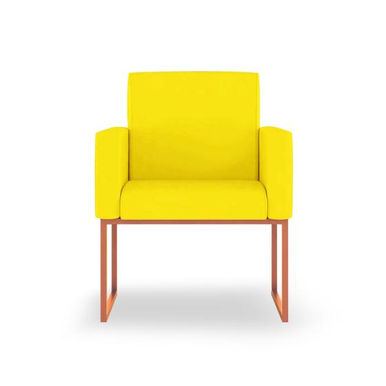 Imagem de Poltrona Moderna Decorativa cor Amarelo - Base de Ferro Rosé