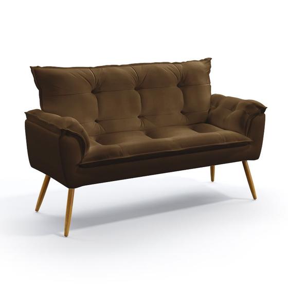 Imagem de Poltrona Namoradeira Decorativa Estofada Beta para Sala de Estar Beta Sued Marrom Aradecor
