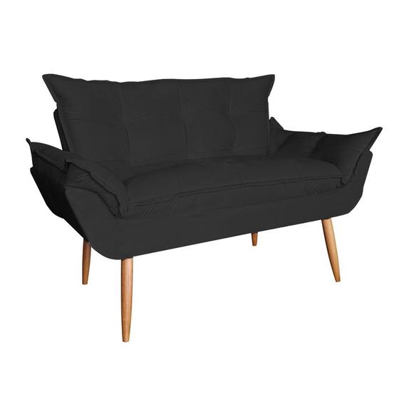 Imagem de Poltrona Namoradeira Opala Suede Preto - Marcussi Decor