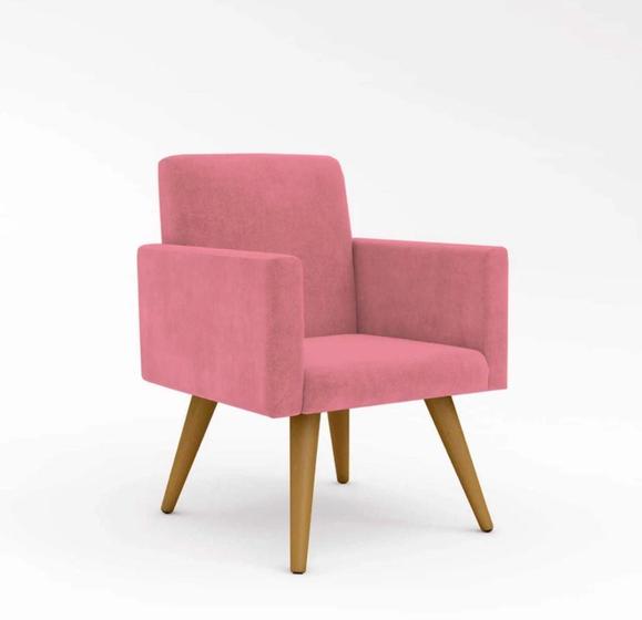 Imagem de Poltrona nina pes palito rose, poltrona decorativa nina para sala e escritorio