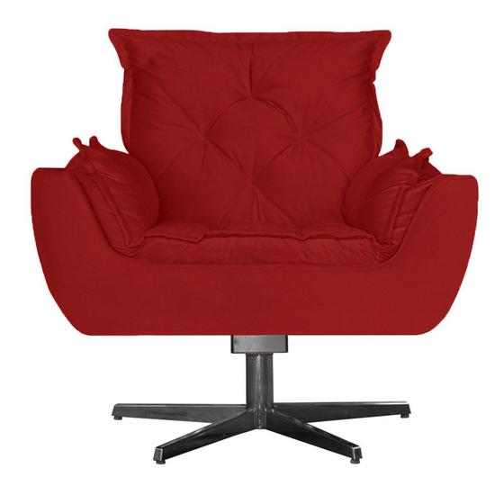 Imagem de Poltrona Opala Decorativa Base De Balanço Amamentação Suede Vermelho - Navega Móveis