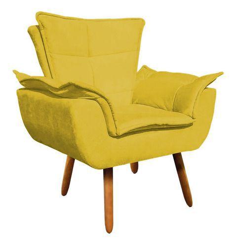 Imagem de Poltrona Opala Decorativa King Lar - Suede Amarelo